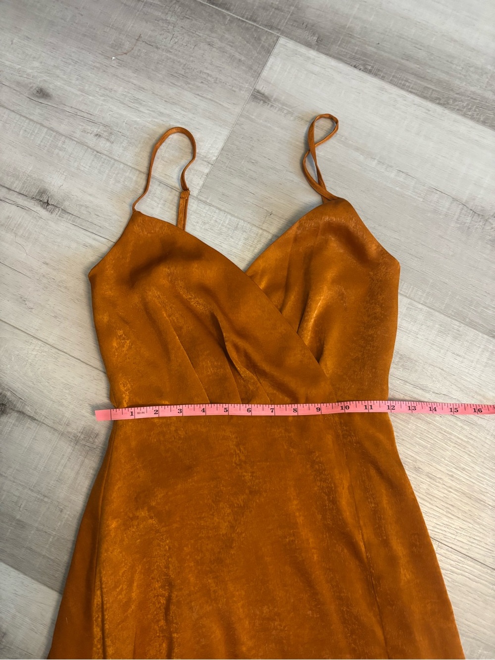 Lulus Burnt Orange Satin Maxi Dress High Slit Formal Gown XXS - Picture 7 of 11